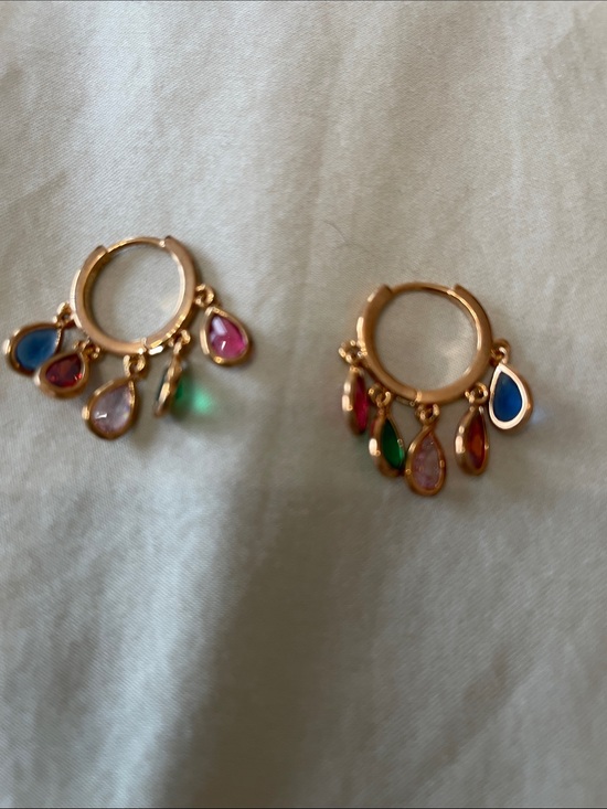 Mango Jewelry - Delicate Crystal Charm Hoop Earrings
